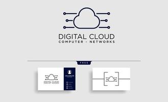 cloud digital technology line logo template vector illustration icon element isolated  vector