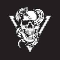 Skull With Rattle Snake On Black vector