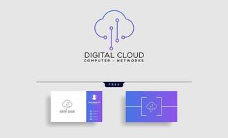 cloud digital technology line logo template vector illustration icon element isolated  vector