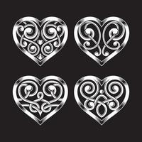 Ornate Heart Shape Collection On Black