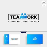 trabajo en equipo, tipografía, comunidad, humano, logotipo, plantilla, vector, ilustración, icono, elemento, aislado, vector