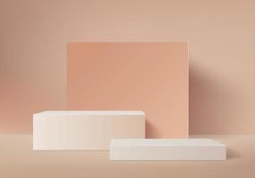 Los productos de fondo 3D muestran la escena del podio con el vector de fondo de la plataforma geométrica Representación 3d con el soporte del podio para mostrar productos cosméticos Escaparate del escenario en la pantalla del pedestal Estudio marrón