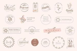 Set of elegant badges and stickers for beauty vector