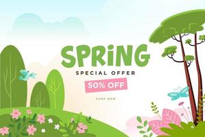 Spring sale banner vector