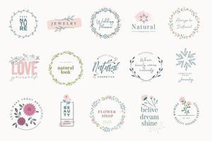 conjunto de elegantes insignias de belleza. vector