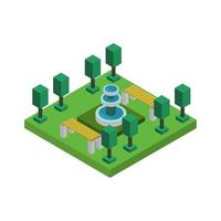 Isometric Park On White Background vector