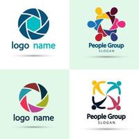 logotipo de conexión de grupo de gráficos vectoriales personas en el logotipo de círculo trabajo en equipo vector