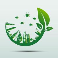 Ecology Green cities help the world with eco friendly concept ideas vector