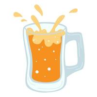 Glass of beer Vector beer Good for illustrating the pub menu A cold drink on a hot day Flat cartoon vector illustration