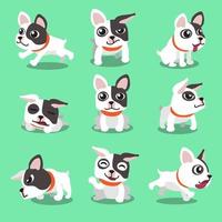 Cartoon character french bulldog poses vector