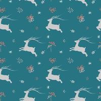 Christmas seamless pattern with deer and wildflower on pastel mood vector