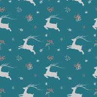 Christmas seamless pattern with deer and wildflower on pastel mood vector