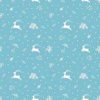 Christmas seamless pattern with reindeers and fir branches on soft blue background vector