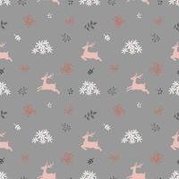 Cute christmas seamless pattern deer with wildflower on pastel mood vector