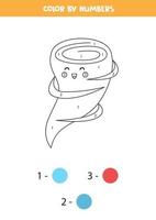 Color cute tornado by numbers Worksheet for kids vector