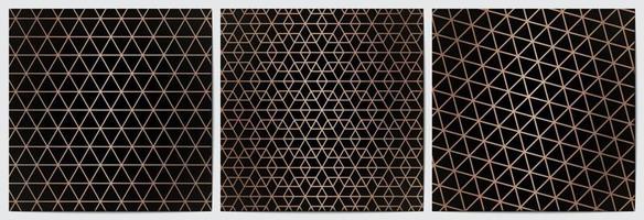 Set of abstract geometric seamlesspattern with gold lines vector