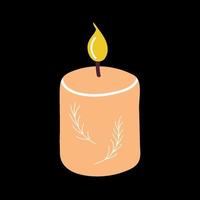 Burning Wax Candle Vector Illustration