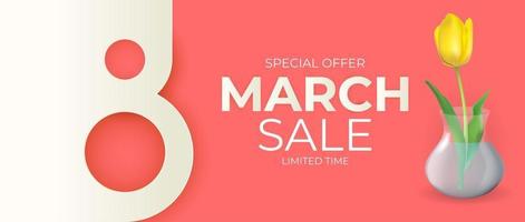 8 March sale banner with Background Design vector