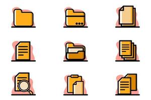 archivo, documento, conceptual, vector, ilustración, icono, diseño, conjunto vector