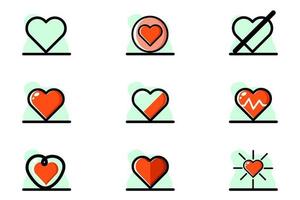 Heart Icon Set Illustration Design Conceptual Vector