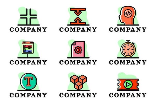 Conceptual Vector Logo Company Business Illustration Design Set