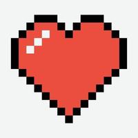 Red heart pixel art vector