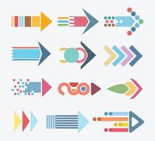 Set of colorful abstract arrow icons vector