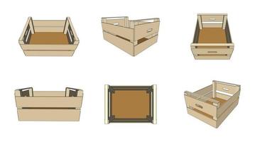 Empty Wooden Crates Isolated On White vector