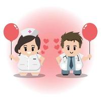 Cute doctor and nurse love each orther vector