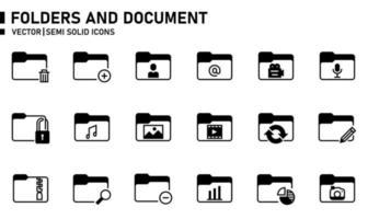 Folders and Document Semi Solid Icon vector