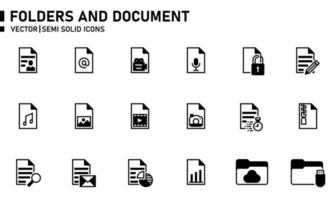 Folders and Document Semi Solid Icon vector