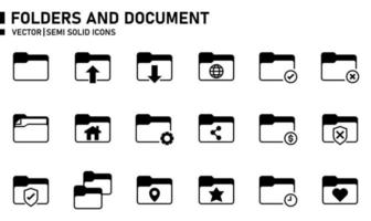 Folders and Document Semi Solid Icon vector