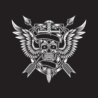 Winged Skull with Sword and Arrows vector