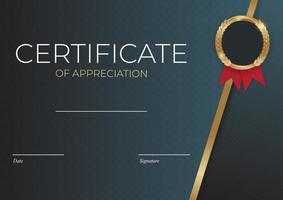 Certificate of achievement template Background with gold badge and border vector