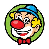 Cute clown with big nose smiling happily vector