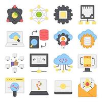 Pack of Computer and Hardware Flat Icons vector