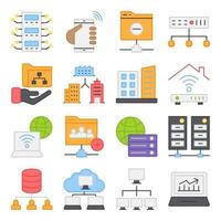 Pack of Data Flat Icons vector