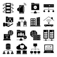 Pack of Data Solid Icons vector