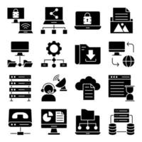 paquete de iconos sólidos de hardware vector