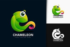 Chameleon logo design with gradient vector