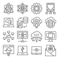 paquete de iconos lineales de computadora y hardware vector