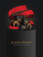 Black friday sale background with transparent realistic balloons vector