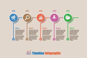 Business road map timeline infographic with 5 steps circle designed for background elements diagram planning process web pages workflow digital technology data presentation chart Vector illustration