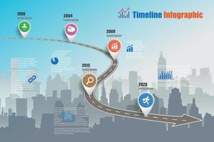 mapa de ruta de negocios ciudad de infografía de línea de tiempo diseñada para fondo abstracto plantilla elemento de hito diagrama moderno tecnología de proceso marketing digital presentación de datos gráfico ilustración vectorial vector