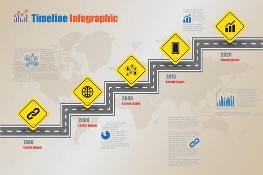Business roadmap timeline infographic with pointer designed for abstract background template milestone element modern diagram process technology digital marketing data presentation chart Vector illustration