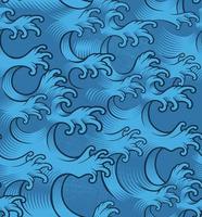 Seamless background with Japanese waves vector