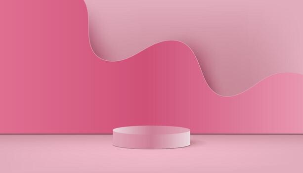 Abstract minimal scene with geometric forms and cylinder podium display vector