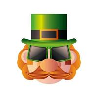 Feliz día de San Patricio, personaje de duende con icono de sombrero y gafas de sol vector