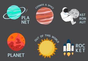 Collection of space object set with astronaut vector