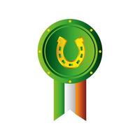 happy st patricks day rosette with irish flag and horseshoe icon detailed style vector